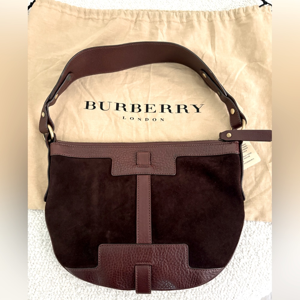 Vintage Burberry Brown Leather/Suede Shoulder Bag